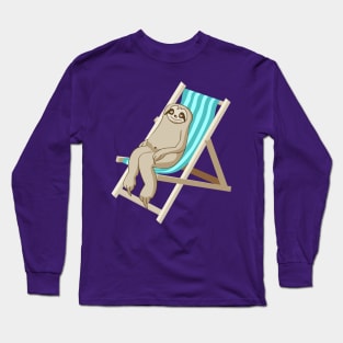 Funny sloth in a deck chair Long Sleeve T-Shirt